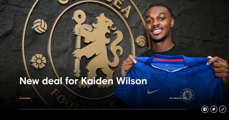 球天下体育-官方：切尔西与20岁中卫凯登·威尔逊续约至2030年